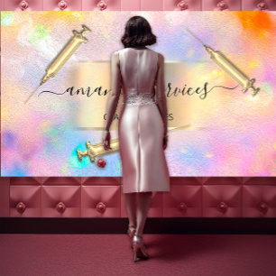 Cartão De Visita Seringa Cosmetologista Botox B12 QRCode Holograph