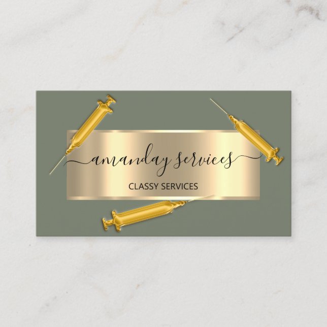 Cartão De Visita Seringa Cosmetologista Botox B12 QRCode Mint Doura (Frente)