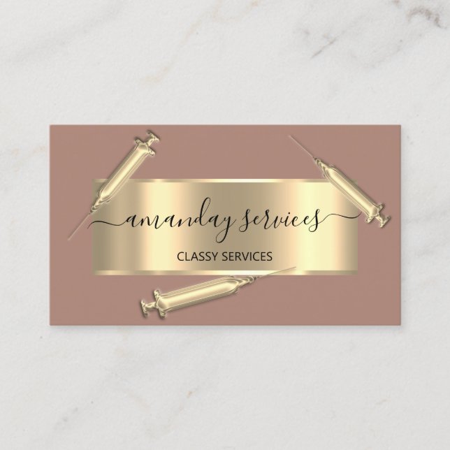 Cartão De Visita Seringa Cosmetologista Botox B12 QRCode Rosa (Frente)