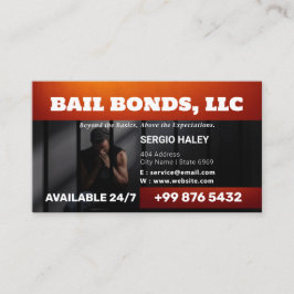 Cartão De Visita Serviço Bail Bonds | Preto e Vermelho