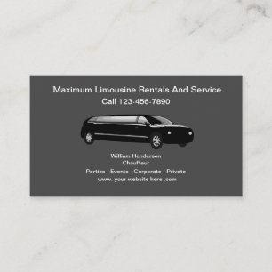 Cartão De Visita Serviço Clássico de Chauffeur Limousine