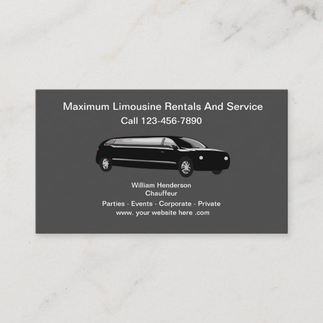 Cartão De Visita Serviço Classy Limousine Chauffeur (Frente)