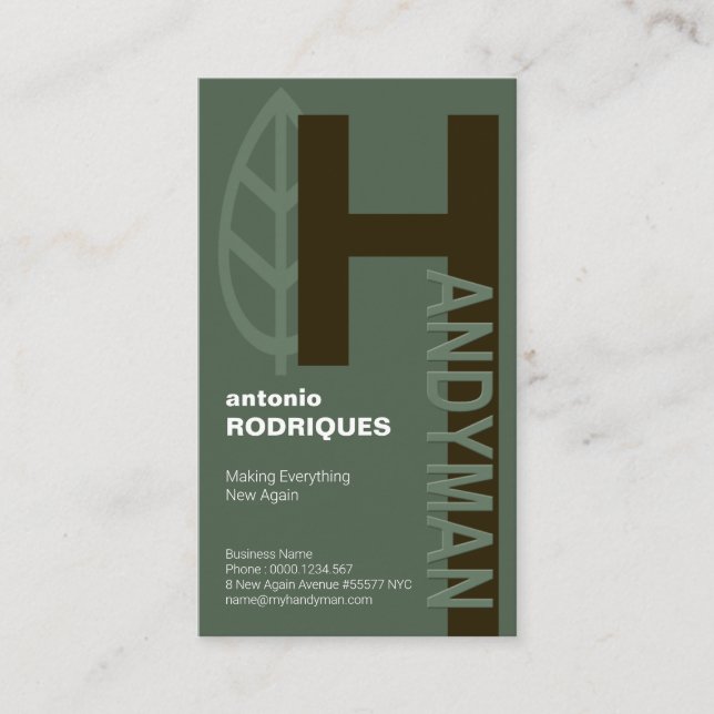 Cartão De Visita Serviço criativo gravado do trabalhador manual do (Frente)