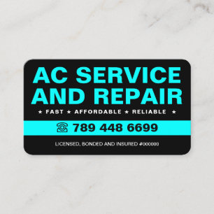 Cartão De Visita Serviço de AC, Reparo de Ar Condicionado, Instalaç