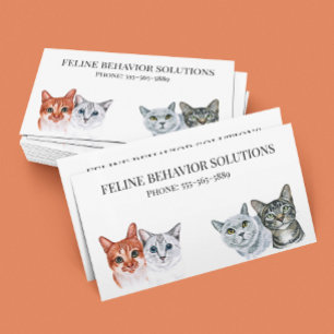 Cartão De Visita Serviço de Aquarela Felina de Gato