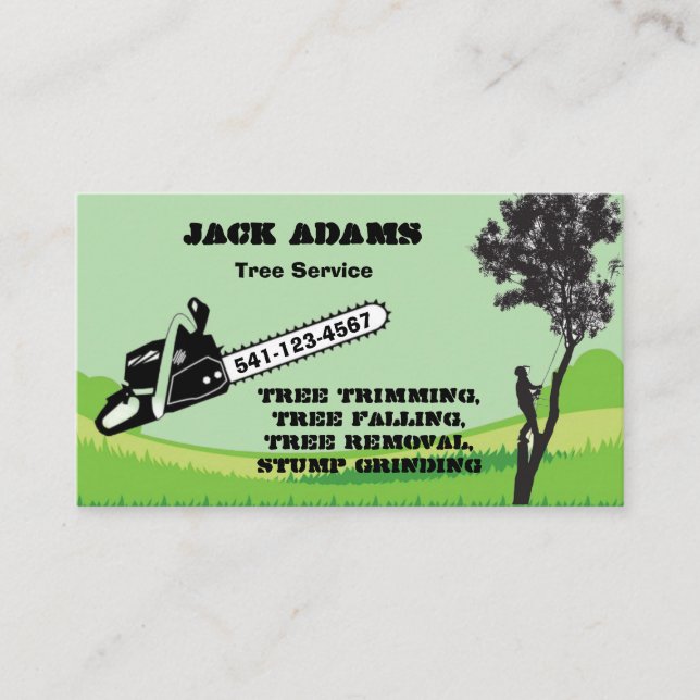 Cartão de Visita Serviço de Árvores Lumberjack (Frente)