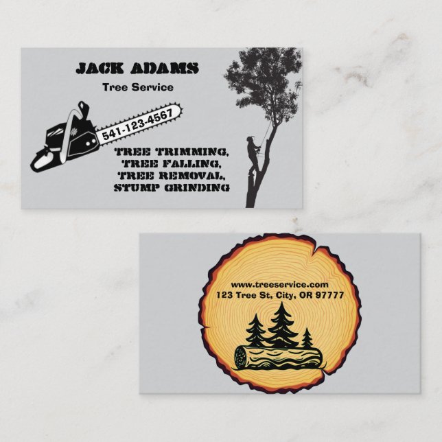 Cartão de Visita Serviço de Árvores Lumberjack (Frente/Verso)