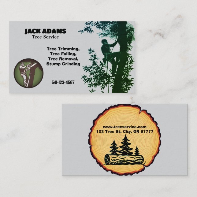 Cartão de Visita Serviço de Árvores Lumberjack (Frente/Verso)