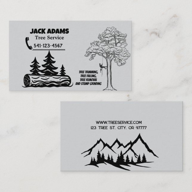 Cartão de Visita Serviço de Árvores Lumberjack (Frente/Verso)