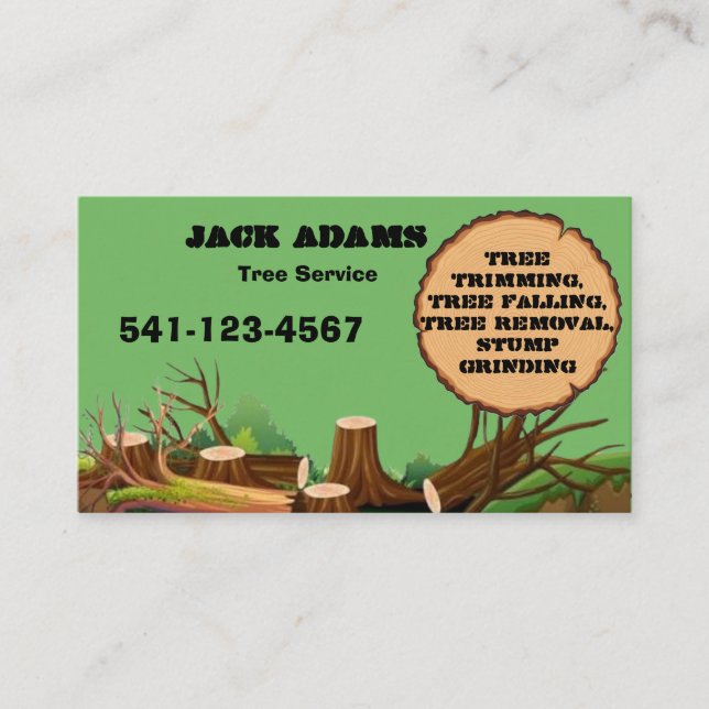 Cartão de Visita Serviço de Árvores Lumberjack (Frente)