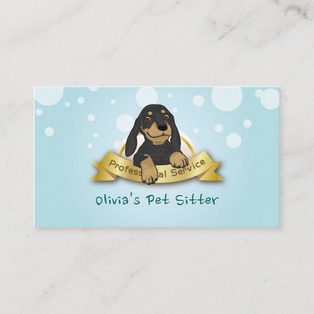 Cartão De Visita Serviço de assento do animal de estimação azul (Frente)
