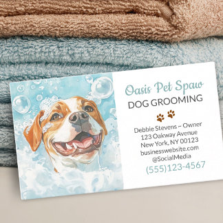 Cartão De Visita Serviço de Banhos de Animais de Companhia de Ensin