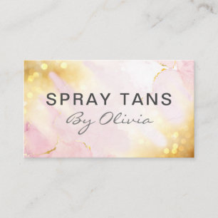 Cartão De Visita Serviço de bronzeamento bonito, cor-de-rosa, Dour