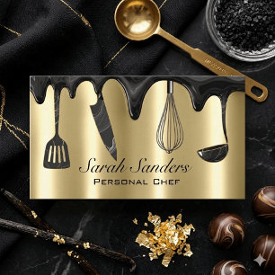 Cartão De Visita Serviço de Bufê Chef Pessoal Profissional Chic Gol