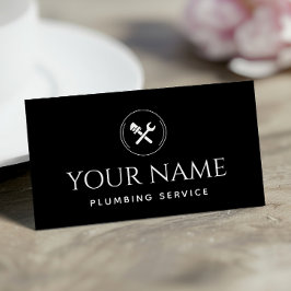 Cartão De Visita Serviço de Canalização Manipulador Preto e Branco
