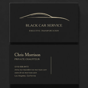 Cartão De Visita Serviço de Carro Preto Black & Gold