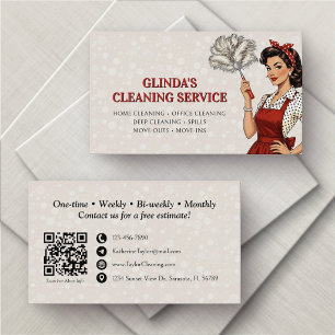 Cartão De Visita Serviço de Empregada Retro Vintage Limpeza de Casa