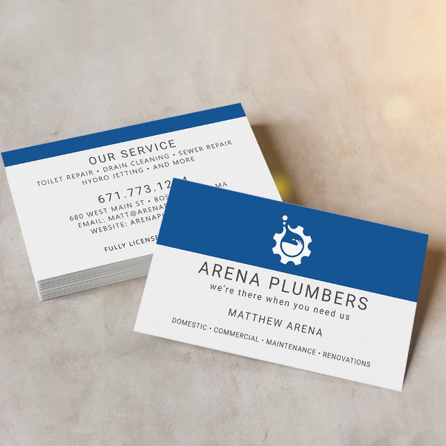 Cartão De Visita Serviço de Encanação de Contratante Moderno (Modern Contractor Plumbing Service Business Cards)