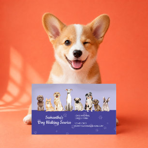 Cartão De Visita Serviço de Grupo de Passeio de Cachorro Pet Care