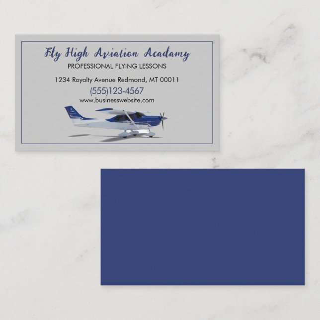 Cartão De Visita Serviço de Instrutor de Aviação de Avião Voador (Frente/Verso)