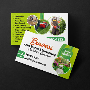Cartão De Visita Serviço de Jardim e Paisagismo Green Orange Lawn