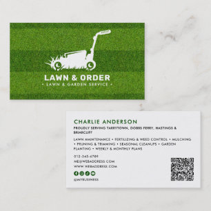 Cartão De Visita Serviço de Jardim/Grama Grama Verde Código QR & Re