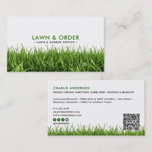 Cartão De Visita Serviço de Jardim/Relvado Green Grass Código QR & 