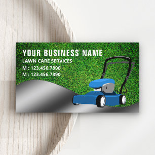 Cartão De Visita Serviço de jardinagem Blue Lawn Mower corte de gra