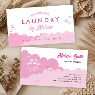 Cartão De Visita Serviço de Lavanderia Moderna de Entrega Blush Ros