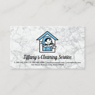 Cartão De Visita Serviço de Limpeza   Auxílio   Mulher Limpadora