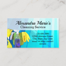 Cartão De Visita Serviço de Limpeza Azul Moderno