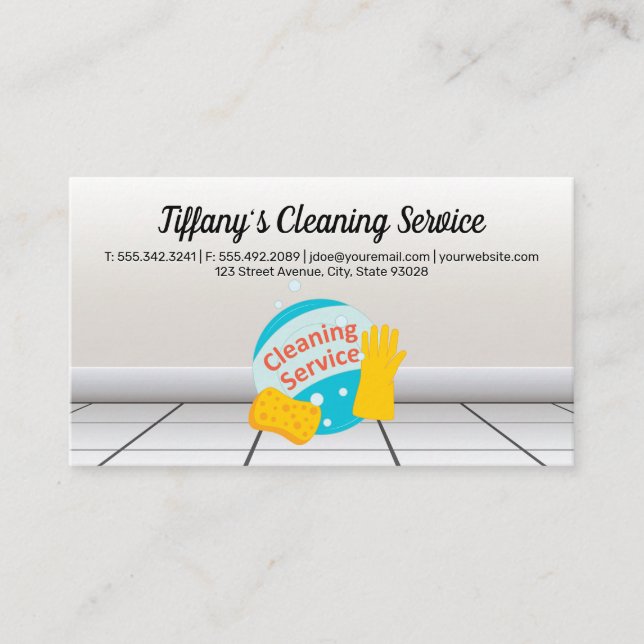 Cartão De Visita Serviço de Limpeza | Azulejos De Limpeza Maid (Frente)