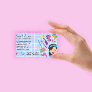 Cartão De Visita Serviço de Limpeza Casa de Azulejos Janitoriais