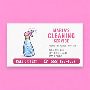 Cartão De Visita Serviço de Limpeza Casa Pink Maid