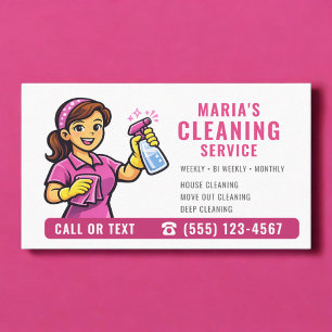 Cartão De Visita Serviço de Limpeza Casa Pink Maid