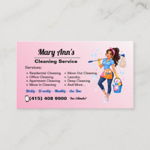 Cartão De Visita Serviço de Limpeza Casa Pink Maid