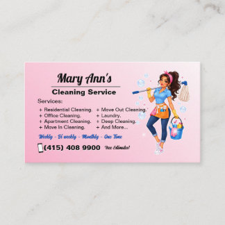 Cartão De Visita Serviço de Limpeza Casa Pink Maid