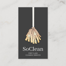 Cartão De Visita Serviço de Limpeza Clássica Com Dourada Glitter