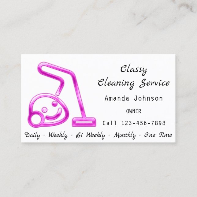 Cartão De Visita Serviço de Limpeza Clássica Maid Vacuum Cleaner Ro (Frente)