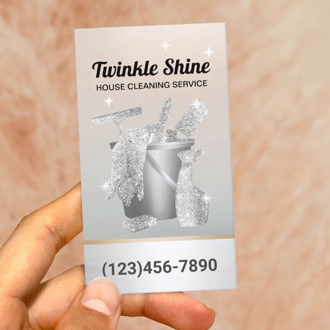 Cartão De Visita Serviço de Limpeza da Casa (Criador carregado)