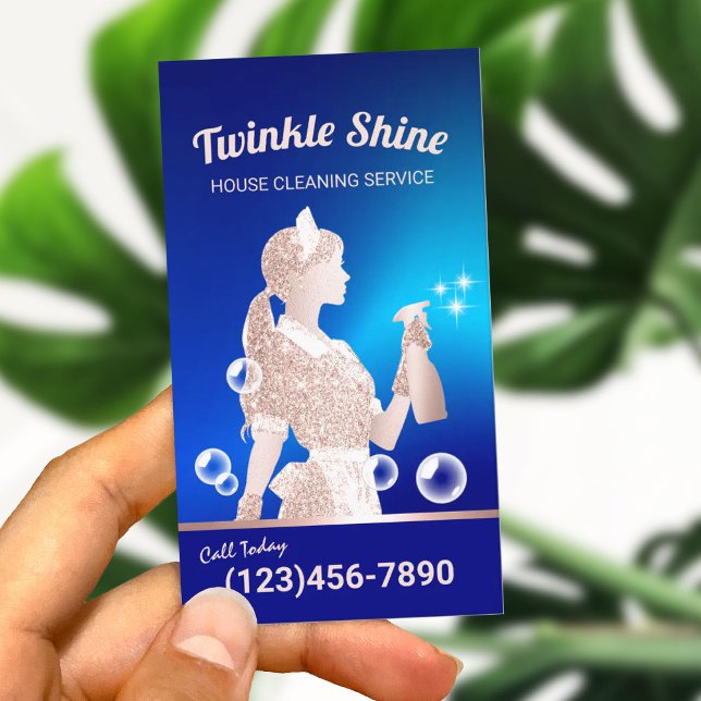 Cartão De Visita Serviço de Limpeza da Casa Azul (Criador carregado)