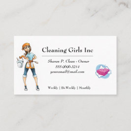 Cartão De Visita Serviço de Limpeza da Casa Branca de Cartoon
