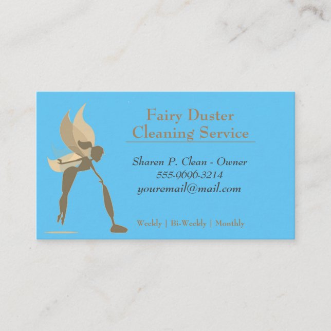 Cartão De Visita Serviço de Limpeza da Casa das Fadas Douradas (Frente)