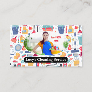 Cartão De Visita Serviço de Limpeza da Casa Maid Janitorial