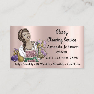Cartão De Visita Serviço de Limpeza de Casa Clássica - Rosa