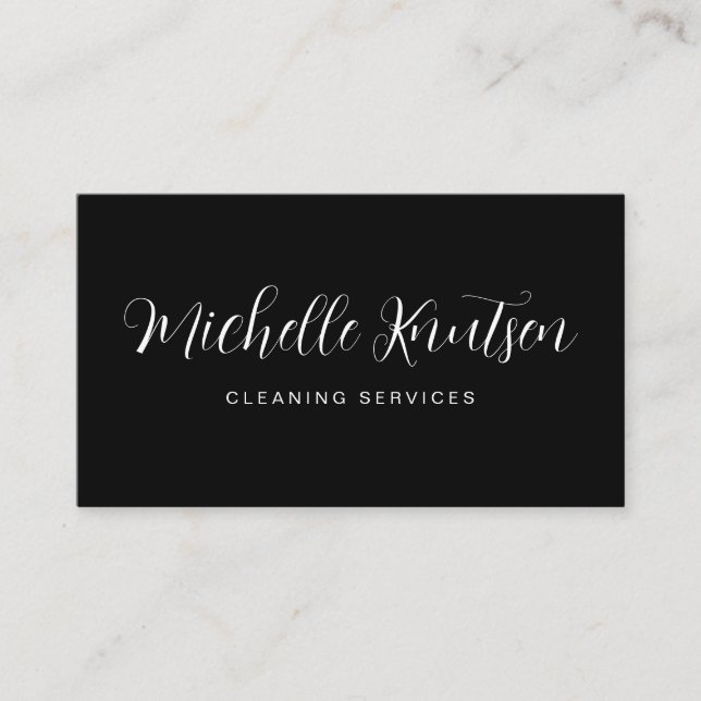 Cartão De Visita Serviço de Limpeza de Casa Profissional preto bran (Frente)