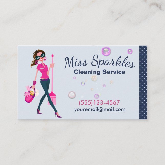 Cartão De Visita Serviço de limpeza de casas de bonecas Trendy (Frente)