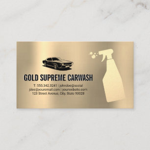 Cartão De Visita Serviço de Limpeza de Lava-Automóveis Dourado Fu