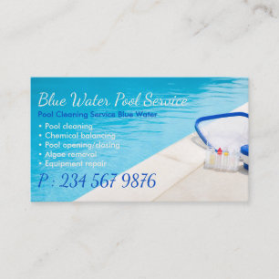 Cartão De Visita Serviço de Limpeza de Piscina Água Azul