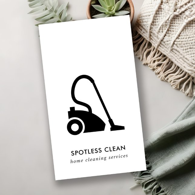 CARTÃO DE VISITA SERVIÇO DE LIMPEZA DE VÁCUO BRANCO SIMPLES E BRANC (Criador carregado)